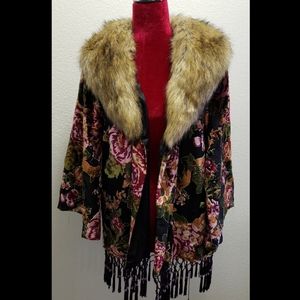 *Boston Proper* Velvet Faux Fur Jacket